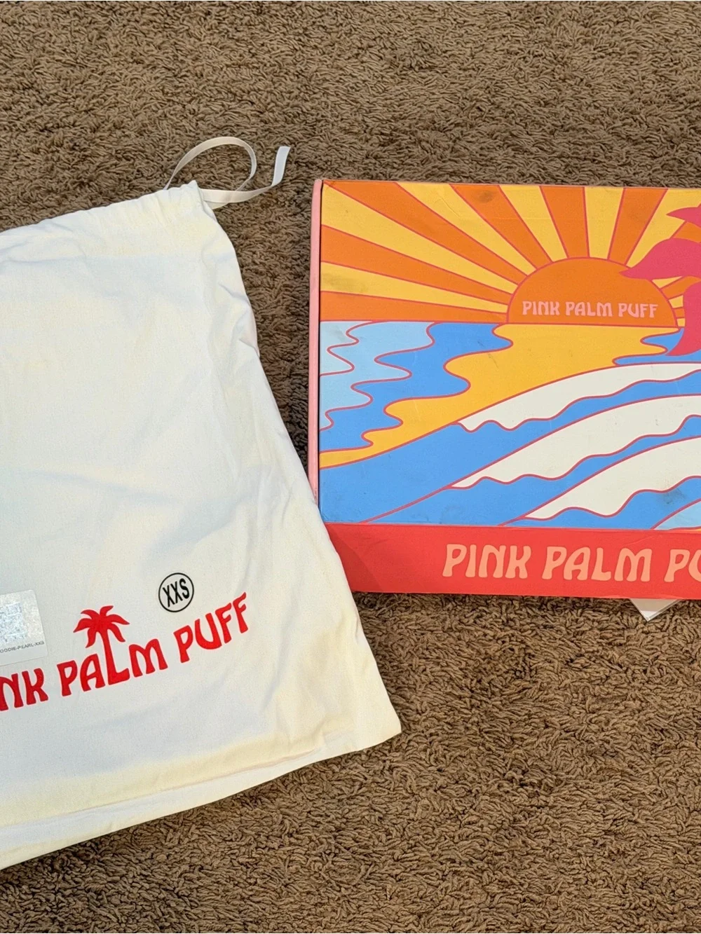 PINK PALM PUFF Classic Puff Hoodie in Pink NEW IN BAG & BOX. Size XXS - Picture 8 of 8